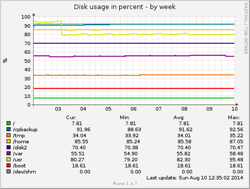 Disk usage in percent